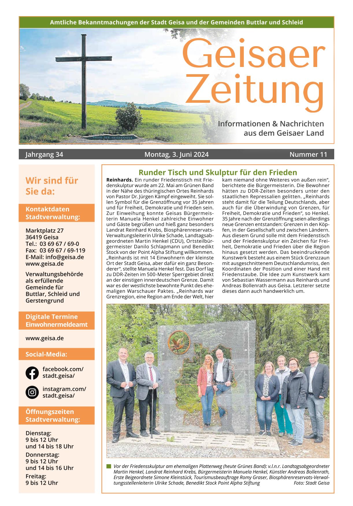 Stadtverwaltung Geisa - Deckblatt der aktuellen Geisaer Zeitung